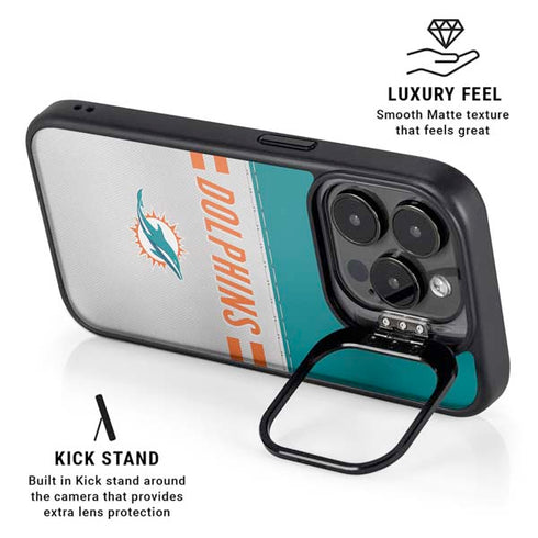 NFL Miami Dolphins White Striped iPhone 16 Pro Kickstand Case